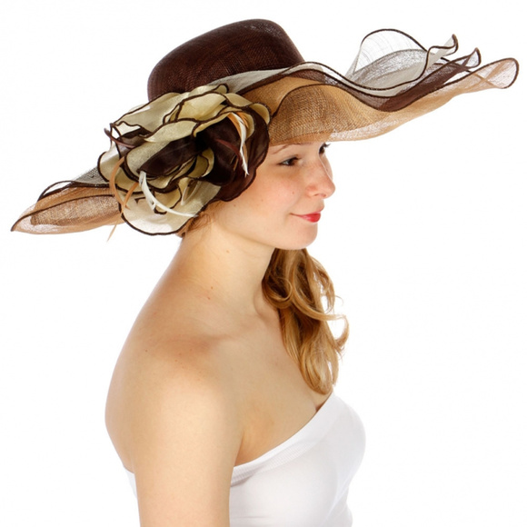Multicolored flower Sinamay dress hat main image 3